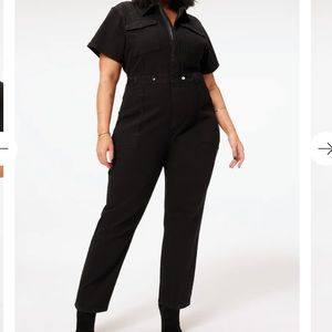 NWOT Black Good American Fit For Success Utility Denim Jumpsuit, Size 4 =XL